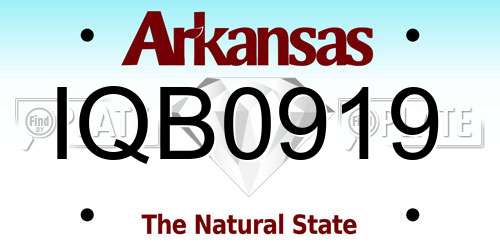IQB0919 Arkansas License Plate