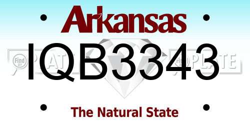 IQB3343 Arkansas License Plate