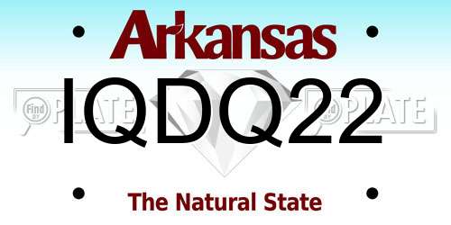 IQDQ22 Arkansas License Plate
