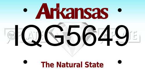 IQG5649 Arkansas License Plate