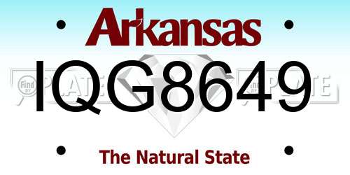IQG8649 Arkansas License Plate