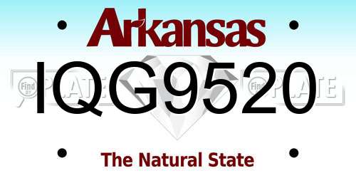 IQG9520 Arkansas License Plate