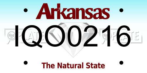 IQO0216 Arkansas License Plate