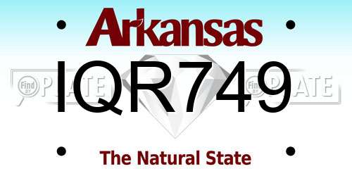IQR749 Arkansas License Plate