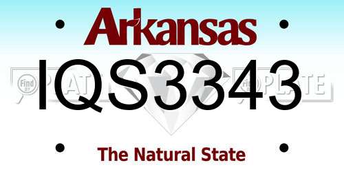 IQS3343 Arkansas License Plate