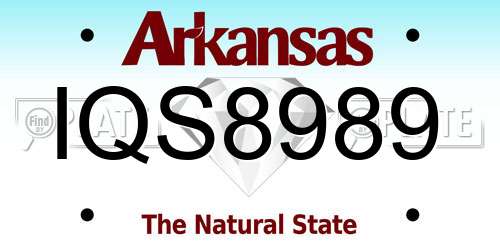 IQS8989 Arkansas License Plate
