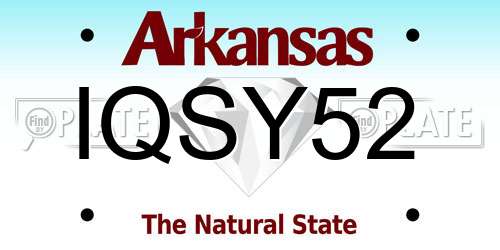 IQSY52 Arkansas License Plate