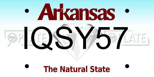 IQSY57 Arkansas License Plate