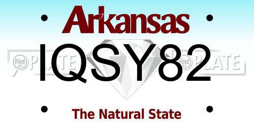 IQSY82 Arkansas License Plate