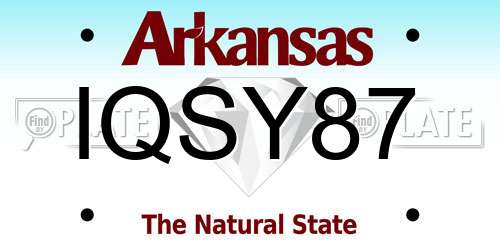 IQSY87 Arkansas License Plate