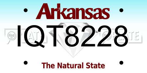 IQT8228 Arkansas License Plate