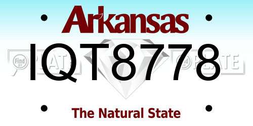 IQT8778 Arkansas License Plate