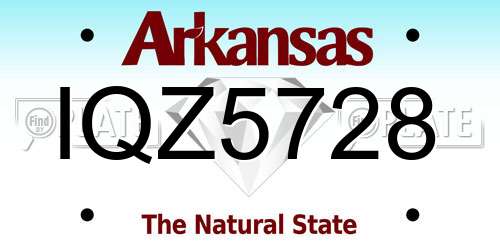 IQZ5728 Arkansas License Plate
