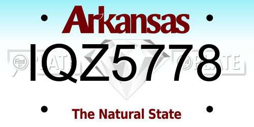 IQZ5778 Arkansas License Plate