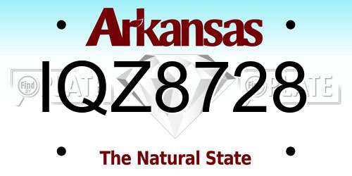 IQZ8728 Arkansas License Plate