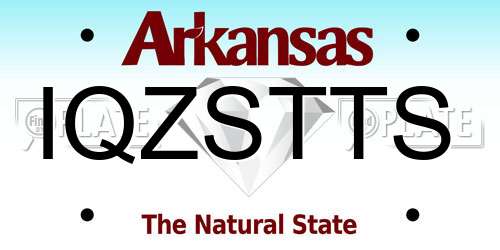 IQZSTTS Arkansas License Plate