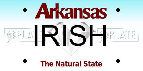 IRISH Arkansas License Plate