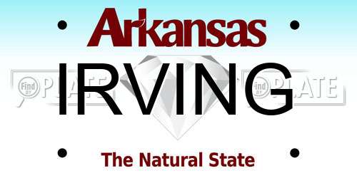 IRVING Arkansas License Plate