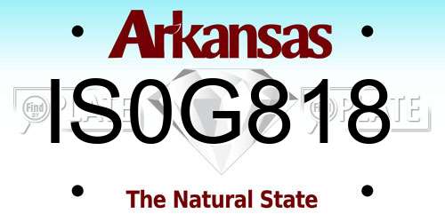 IS0G818 Arkansas License Plate