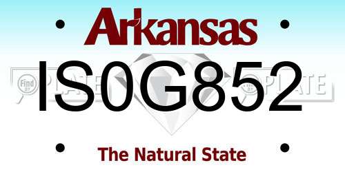 IS0G852 Arkansas License Plate