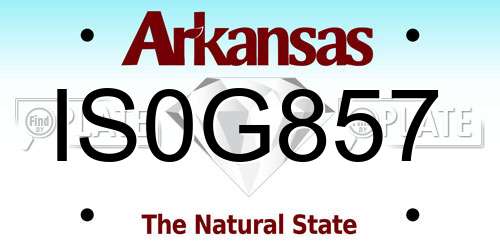 IS0G857 Arkansas License Plate