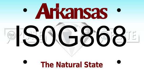 IS0G868 Arkansas License Plate
