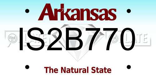 IS2B770 Arkansas License Plate