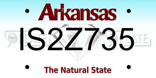 IS2Z735 Arkansas License Plate