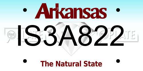 IS3A822 Arkansas License Plate