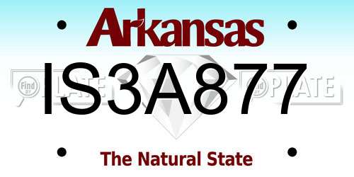 IS3A877 Arkansas License Plate