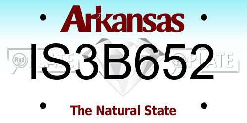 IS3B652 Arkansas License Plate