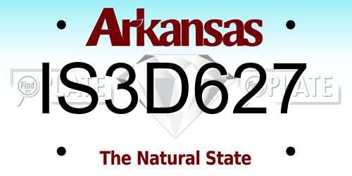 IS3D627 Arkansas License Plate