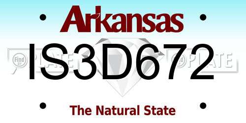 IS3D672 Arkansas License Plate
