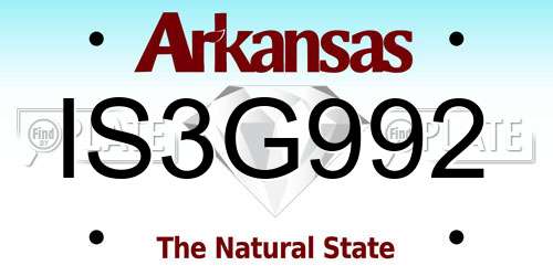 IS3G992 Arkansas License Plate