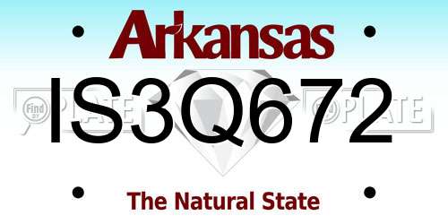 IS3Q672 Arkansas License Plate