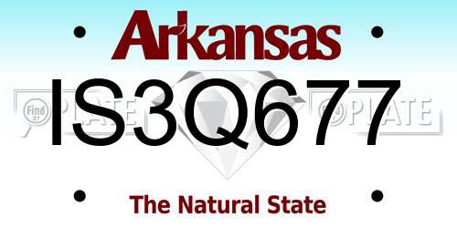 IS3Q677 Arkansas License Plate