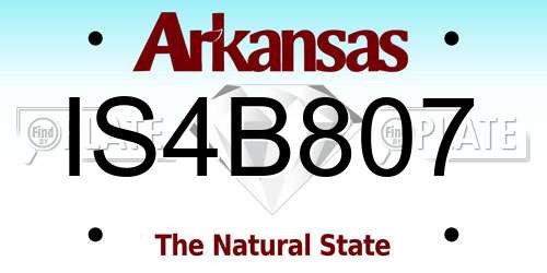 IS4B807 Arkansas License Plate