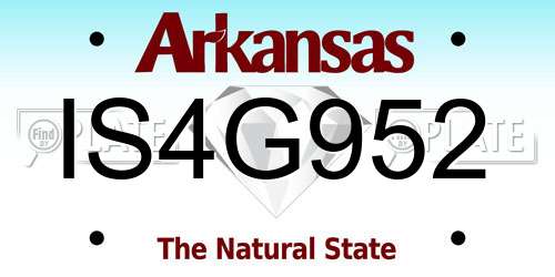 IS4G952 Arkansas License Plate