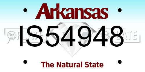 IS54948 Arkansas License Plate