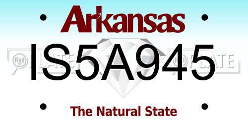 IS5A945 Arkansas License Plate