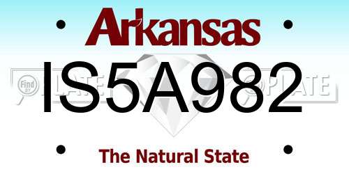 IS5A982 Arkansas License Plate