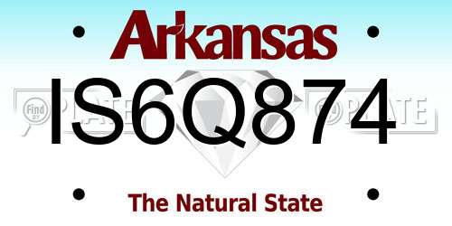 IS6Q874 Arkansas License Plate