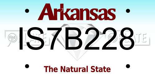 IS7B228 Arkansas License Plate