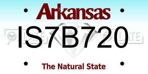 IS7B720 Arkansas License Plate
