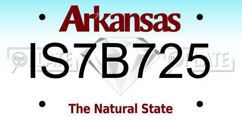 IS7B725 Arkansas License Plate