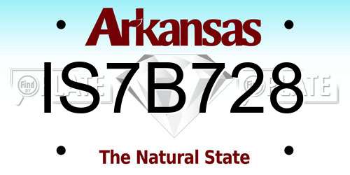 IS7B728 Arkansas License Plate