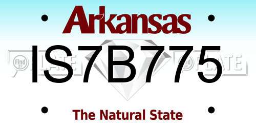 IS7B775 Arkansas License Plate