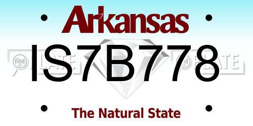 IS7B778 Arkansas License Plate