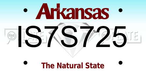IS7S725 Arkansas License Plate