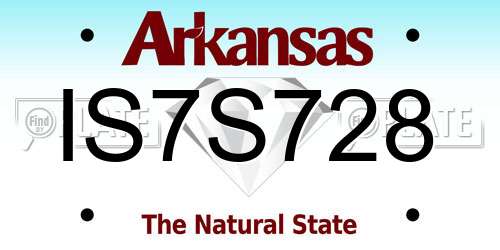 IS7S728 Arkansas License Plate